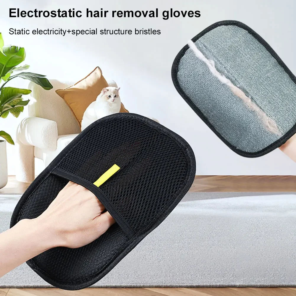 Pet Grooming Gloves Deshedding Brush Glove for Dog Cat Rabbit with Long/Short/Curly Hair for Carpets Clothes