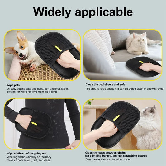 Pet Grooming Gloves Deshedding Brush Glove for Dog Cat Rabbit with Long/Short/Curly Hair for Carpets Clothes